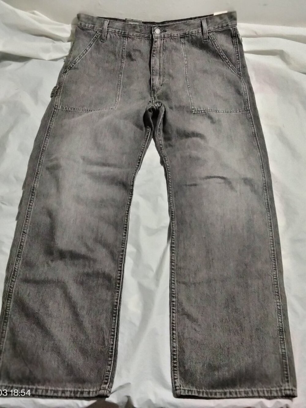 Levi's Premium 555 Relaxed Straight Utility Jeans Mens 38x32 Gray Black NWT